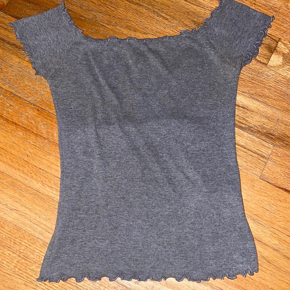 Gray off the shoulder smocked top